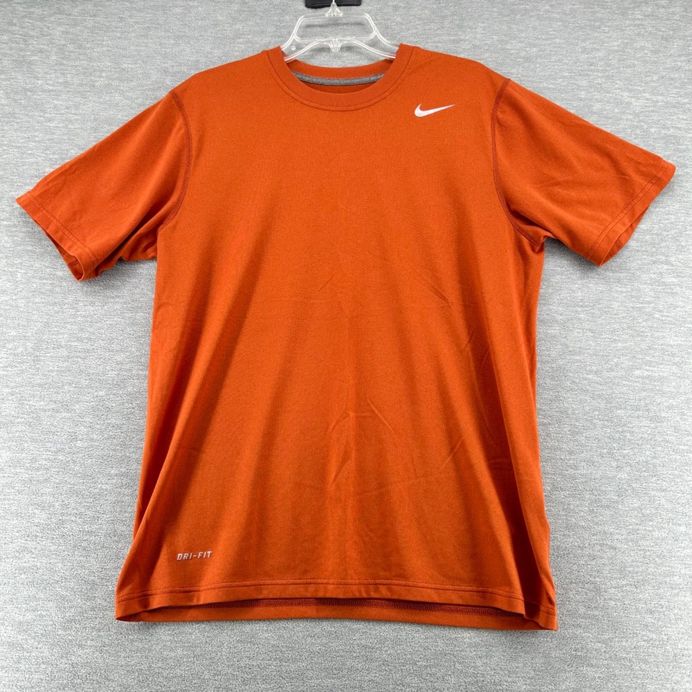 Nike T-Shirt Mens Medium Orange Dri-Fit Performance Short Sleeve Athletic Tee